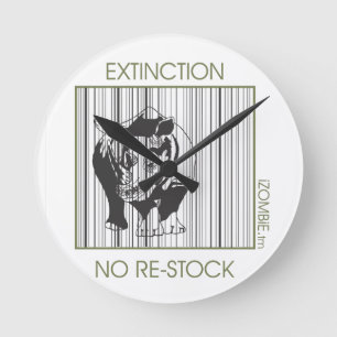 rhino EXTINCTION clock Runde Wanduhr
