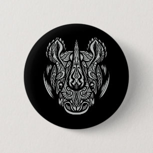 Rhino Face Ornamental Design Button