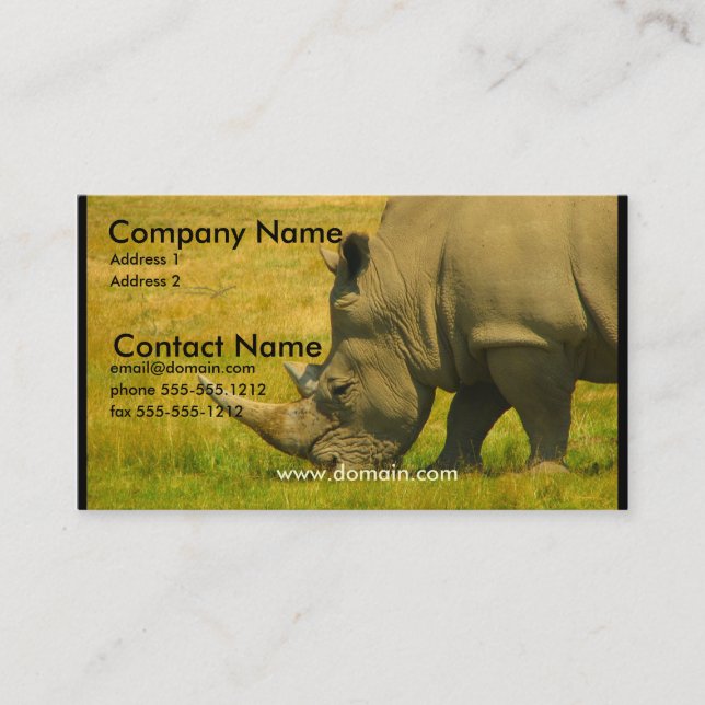 Rhino-Foto-Geschäfts-Karte Visitenkarte (Vorderseite)