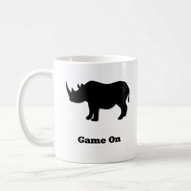 Rhino Game auf schwarz Kaffeetasse (Links)