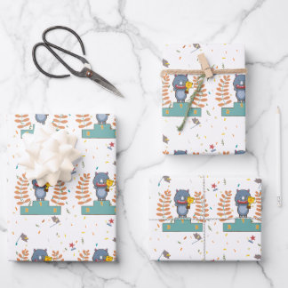 Rhino gewinnt Champion Illustration Geschenkpapier Set