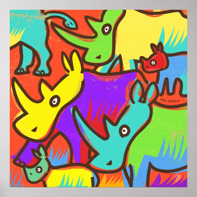 Rhino Graffiti Art Poster (Vorne)