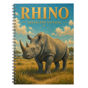 Rhino-Graslandsavanne Watercolor GeoSaga Notizblock