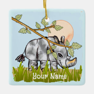 Rhino Hiding Keramikornament