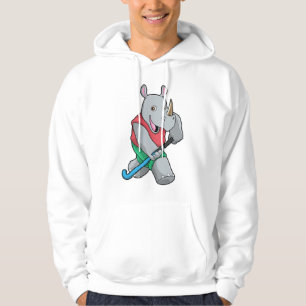 Rhino im Hockey mit Hockey-Schläger Hoodie