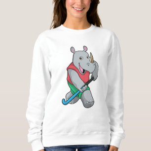 Rhino im Hockey mit Hockey-Schläger Sweatshirt