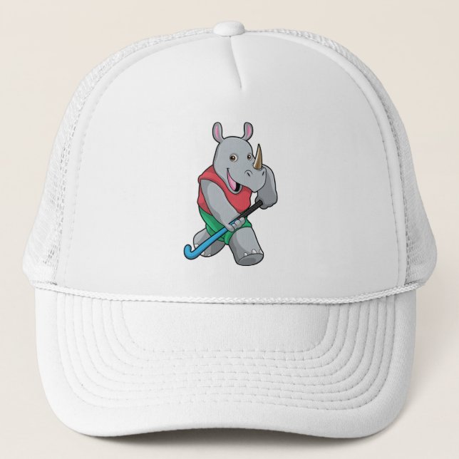 Rhino im Hockey mit Hockey-Schläger Truckerkappe (Vorderseite)