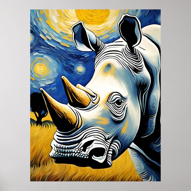 Rhino in der frühen Nacht Poster (Vorne)