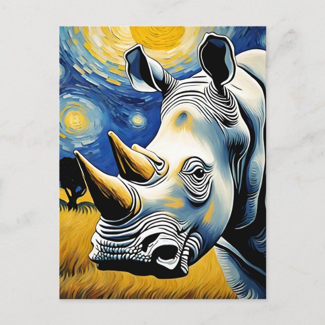 Rhino in der Starry Night Postkarte (Vorderseite)