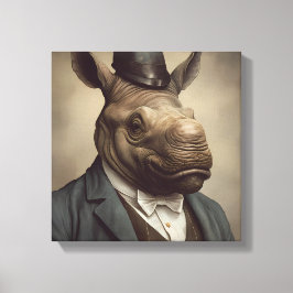 Rhino in einem Anzug | Tierart | Tier in einem Anz Leinwanddruck