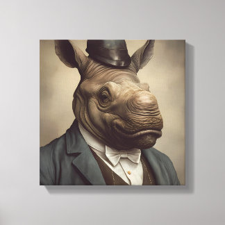 Rhino in einem Anzug | Tierart | Tier in einem Anz Leinwanddruck