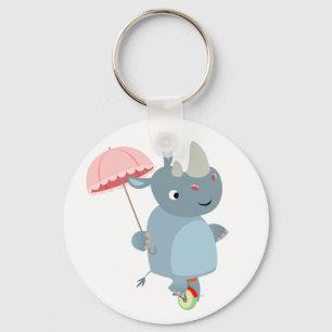 Rhino mit Regenschirm auf Schlüsselanhänger