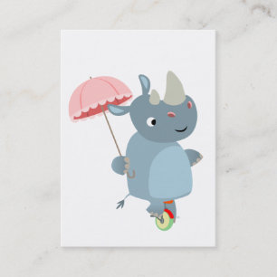 Rhino mit Schirm auf Einrad-Visitenkarte Visitenkarte