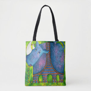 Rhino mit Wasserfarbenmuster Tasche