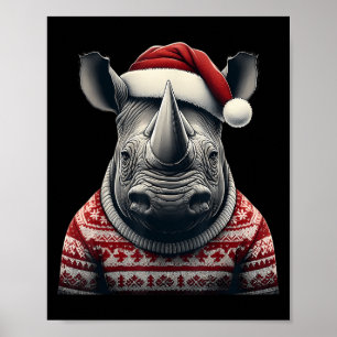 Rhino mit Weihnachtsmannmütze Weihnachts-Safari Xm Poster
