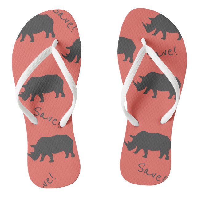 Rhino Muster Korallen Flip Flops gerettet (Fußbett)