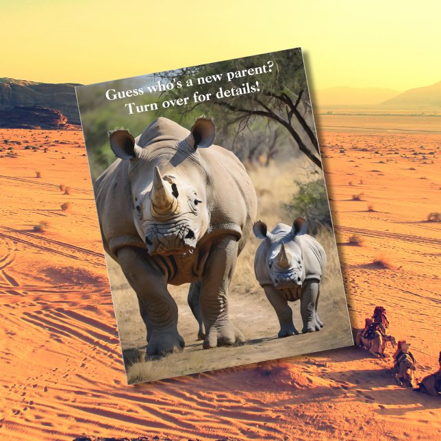 Rhino Mutter mit Kalb Postkarte (Von Creator hochgeladen)