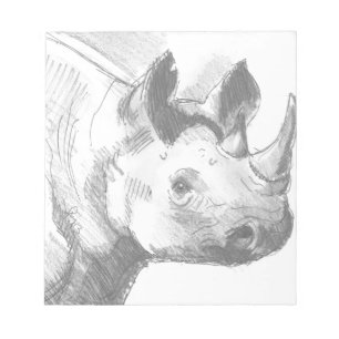 Rhino-Nashorn-Bleistift, der Skizze zeichnet Notizblock