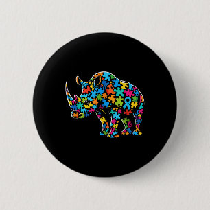 Rhino Puzzle Autismus Bewusstsein Autistische Frau Button