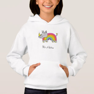 Rhino Rainbow Funny Kids Hoodie