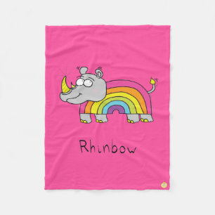 Rhino Rainbow Niedlich Kids Rhinoceros Fleecedecke