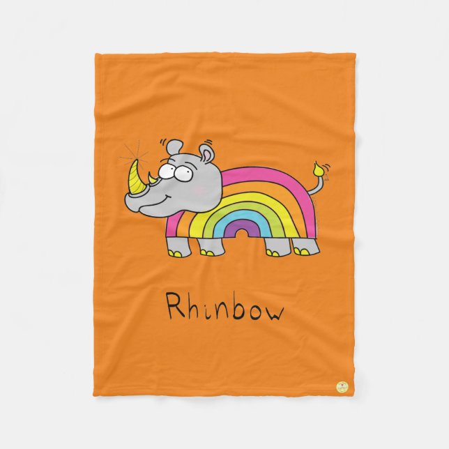 Rhino Rainbow Niedlich Kids Rhinoceros Fleecedecke (Vorderseite)