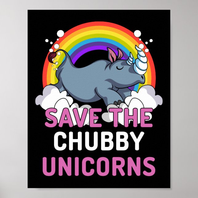 Rhino Rettete The Chubby Unicorns Magischer Regenb Poster (Vorne)