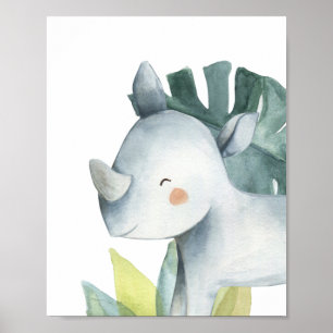 Rhino Safari Dschungel Baby Kinderzimmer Druck Poster