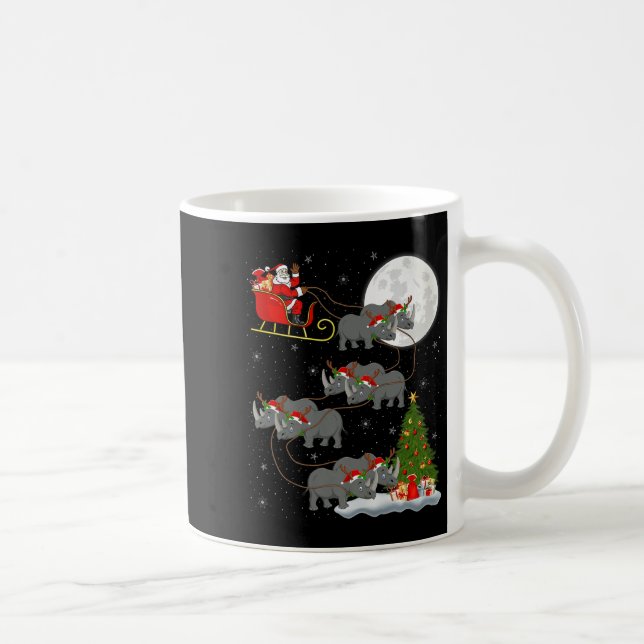 Rhino Santa Sleigh Flying Funny Magical Christmas  Kaffeetasse (Rechts)