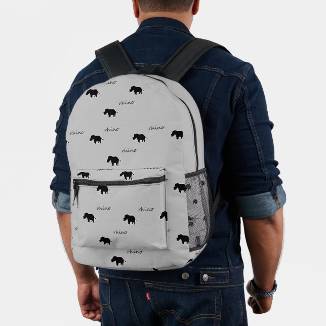 Rhino-Silhouette-Muster grau Bedruckter Rucksack (Insitu (Modell))