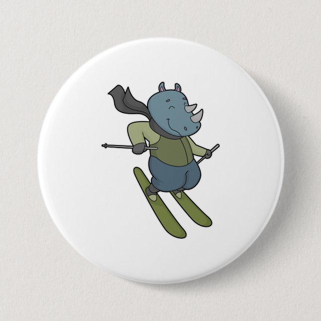 Rhino Skier Ski Button (Vorderseite)