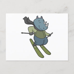 Rhino Skifahrer Ski Postkarte