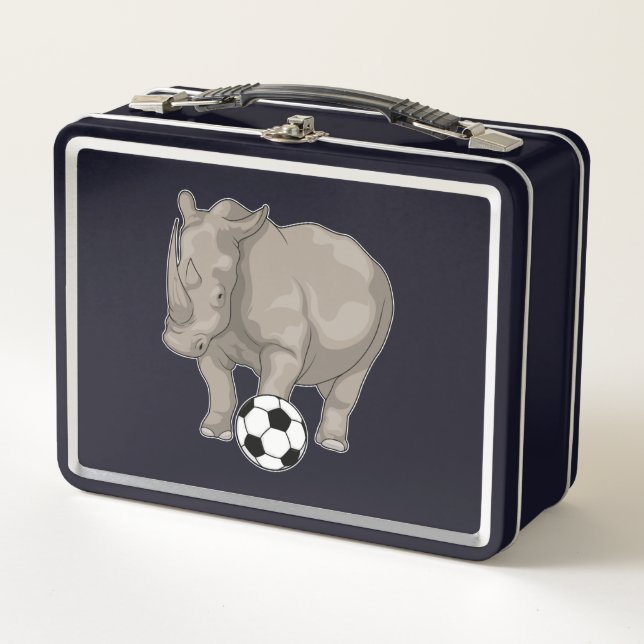 Rhino Soccer player Soccer Metall Brotdose (Vorderseite)