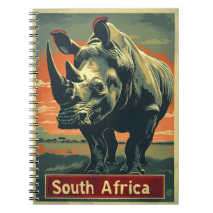 Rhino Südafrika Vintage Notizblock
