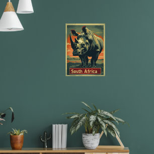 Rhino Südafrika Vintage Poster