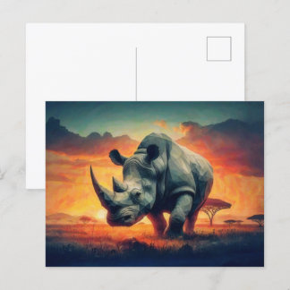 Rhino Sunset Safari Postkarte