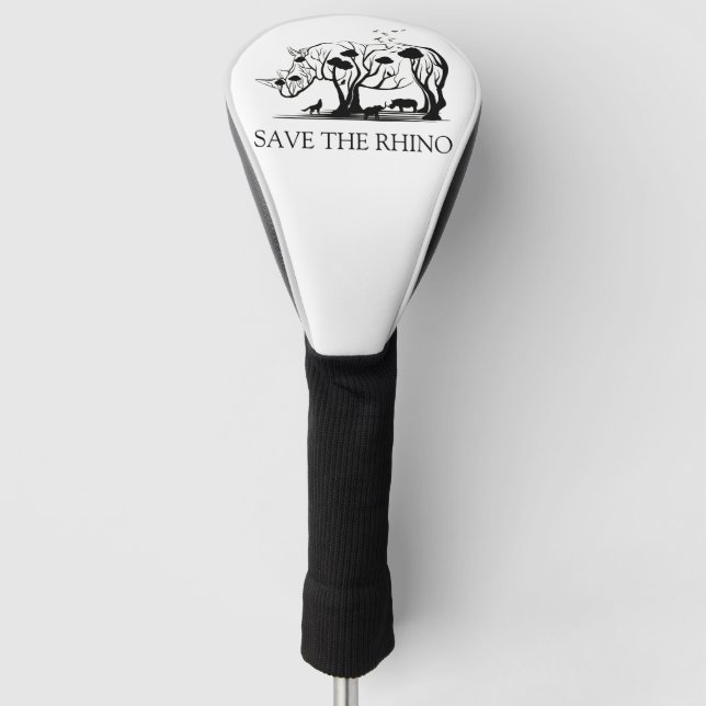 Rhino Tree Silhouette | Rhino Gerettet Golf Headcover (Vorderseite)