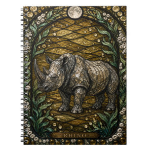 Rhino-Wasserstelle Illumina-Buntglas Notizblock