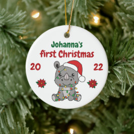 Rhino Weihnachten Winterbabys erste Weihnachten Keramik Ornament