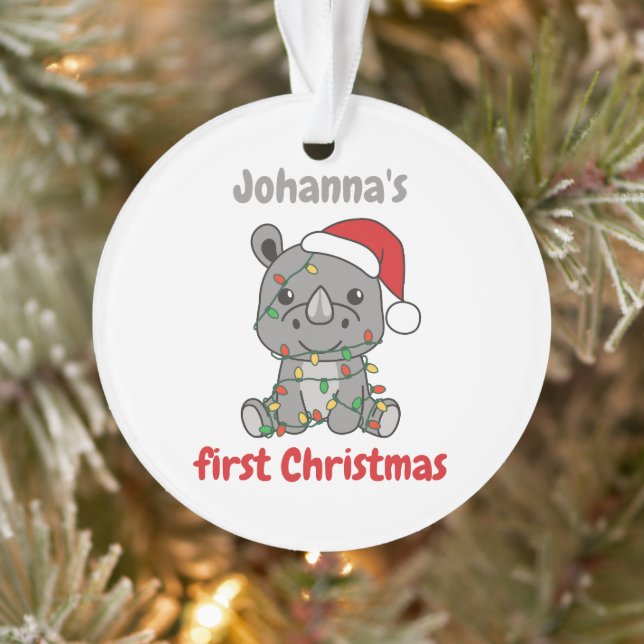 Rhino Weihnachten Winterbabys erste Weihnachten Ornament (Baum)
