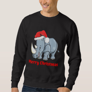 Rhino Weihnachtsmannmütze Frohe Weihnachtsbaum Paj Sweatshirt