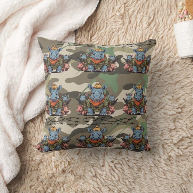 Rhinoceros Army Pattern Kissen (Decke)