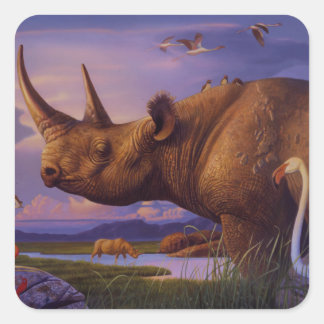 Rhinoceros-Aufkleber Quadratischer Aufkleber