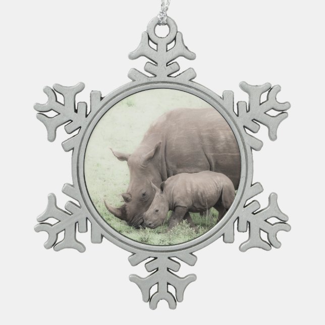 Rhinocéros blancs et ornement de flocon de neige (Devant)