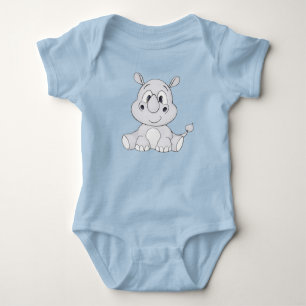 Rhinoceros Cartoon Graphic Baby Bodysuit Baby Strampler