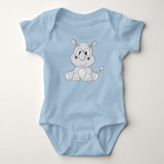 Rhinoceros Cartoon Graphic Baby Bodysuit Strampler