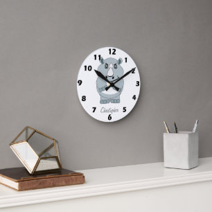 Rhinoceros-Design personalisiert Runde Wanduhr