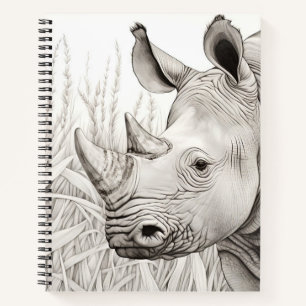 Rhinoceros Friedlich Natur Prairie Sketch Zeichnen Notizbuch