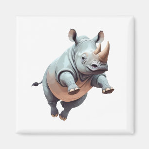 Rhinoceros glücklich spielerischer Spaß beim Sprin Magnet