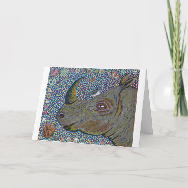 Rhinoceros Grußkarte Feiertagskarte (Vorderseite)